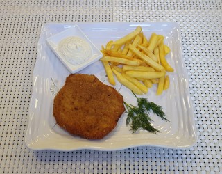 Menu55 - Шницель свиной с картофелем фри и соусом Ранч